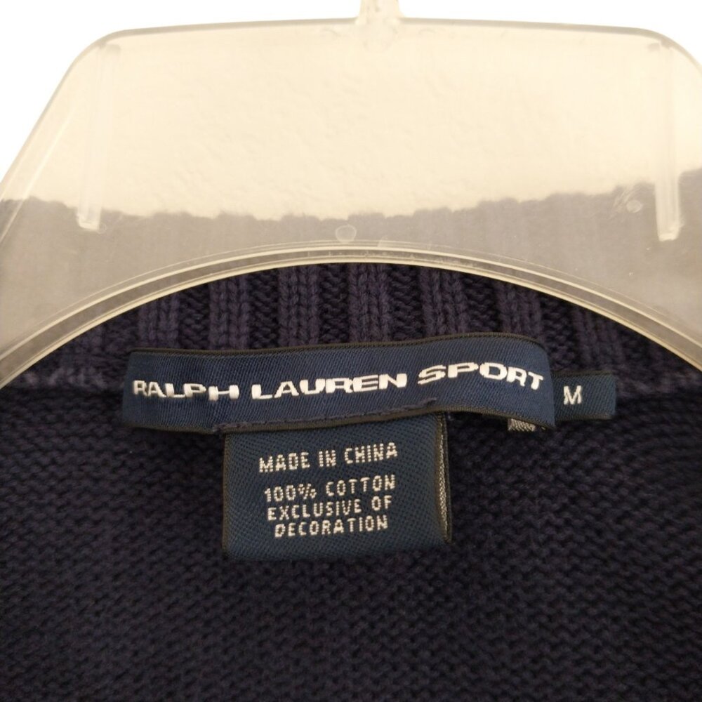 Ralph Lauren Sport Women’s Medium Navy Blue Long Sleeve Full Zip Fitted Sweater - Picture 9 of 11